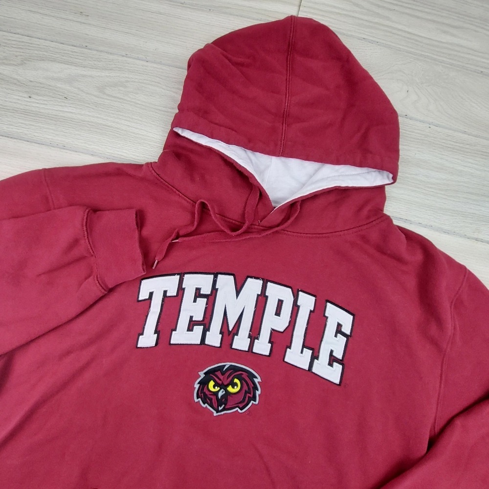 Stadium Athletics Temple‎ University Hoodie Mens XXXL Red Embroidered Owls Logo